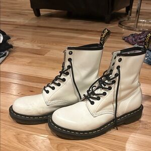 Dr. Martens White Boots with Black Accents